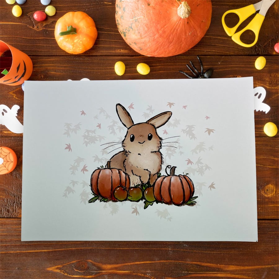 Pumpkin bunny A5 print