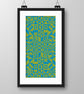 268B - Geometry Cross Stitch Pattern: Alexander Girard Tribal Art GREEN BLUE - Image 2