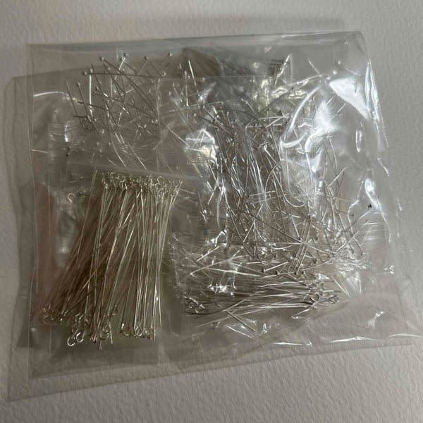 Assorted silver pins for jewellery making (f10)