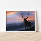 Fine art giclée print of a deer.