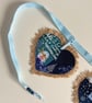 Christmas Hessian Hearts bunting - blue - Image 2