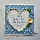 Beautiful Handmade Quilled Heart Mother's Day Card Size 5" x 5" A Card to Keep