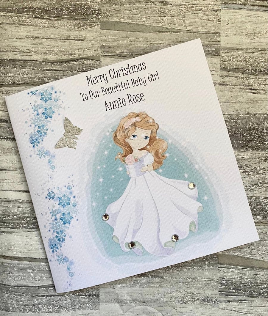 Merry Christmas Personalised card for Granddaughter, Best friend, sister etc.