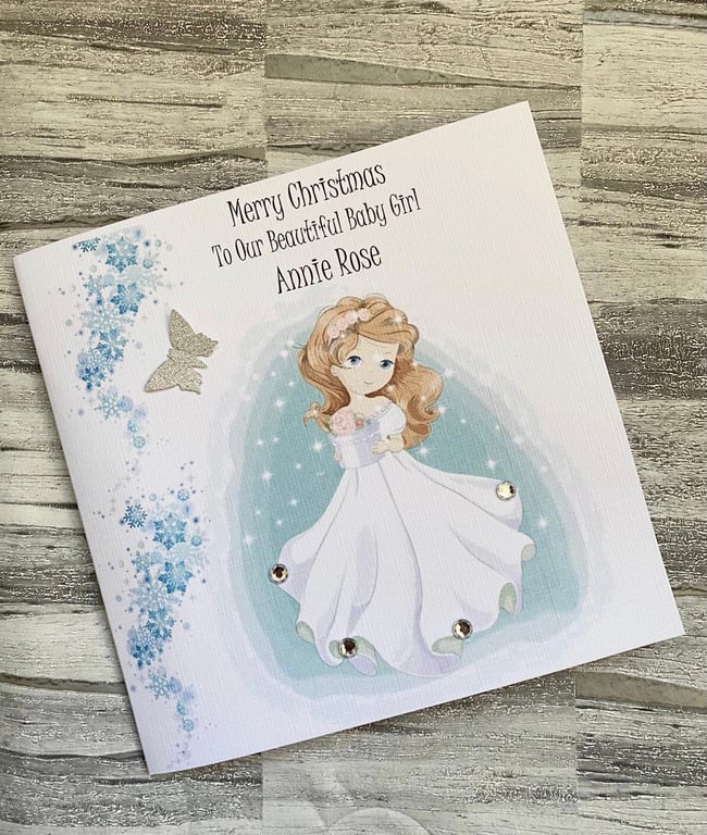 Merry Christmas Personalised card for Granddaughter, Best friend, sister etc.