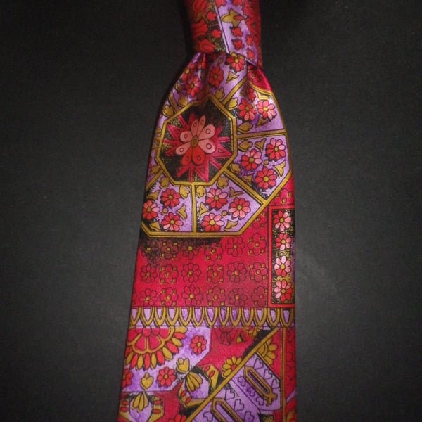 Rich satin weave abstract floral silk tie, 9cm blade free shipping, gift wrapped