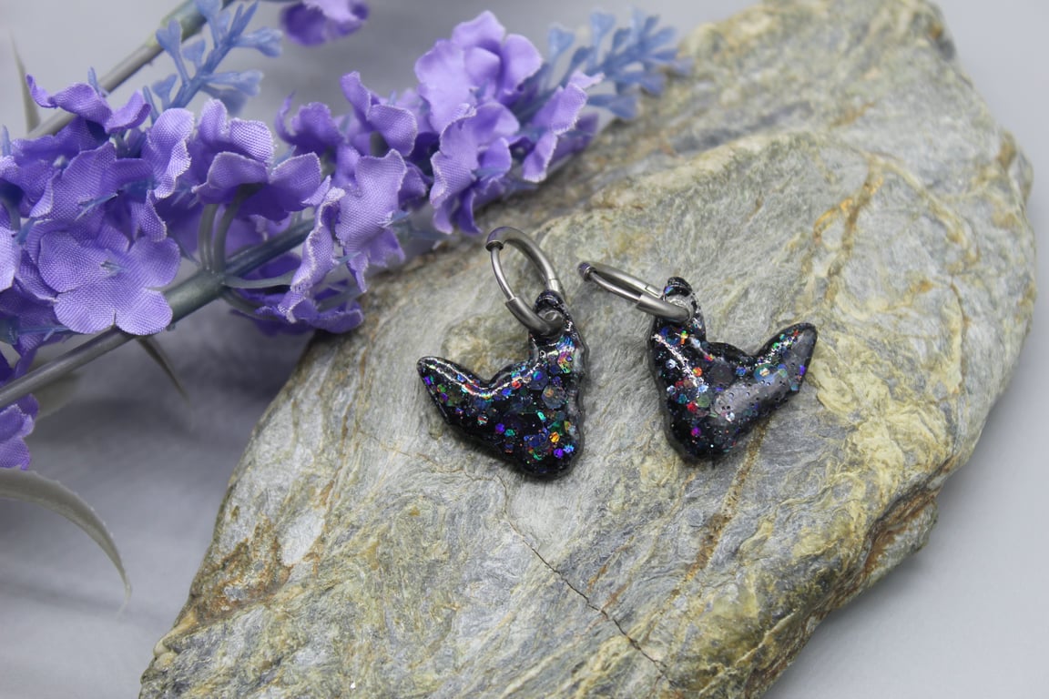Sphynx Cat Earrings, Resin Earrings, Black Cat Earrings, Xmas Gift Idea