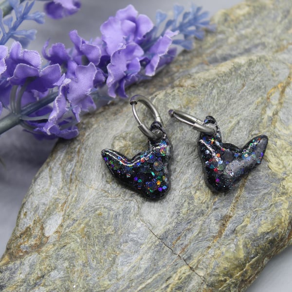 Sphynx Cat Earrings, Resin Earrings, Black Cat Earrings, Xmas Gift Idea