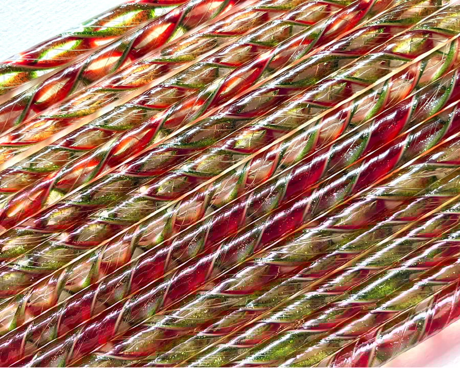 Twisted cane 12cm Christmas lacy pack Bullseye 90 coe glass Vitrigraph twisties