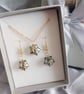 Wire Wrapped Star Necklace and Earrings - Blue