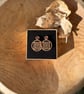 Walnut Wood Earrings - Geometric Labyrinth Statement Dangles - Image 7