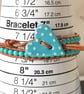 Turquoise semi precious double wrap leather bracelet with ceramic heart button  - Image 9