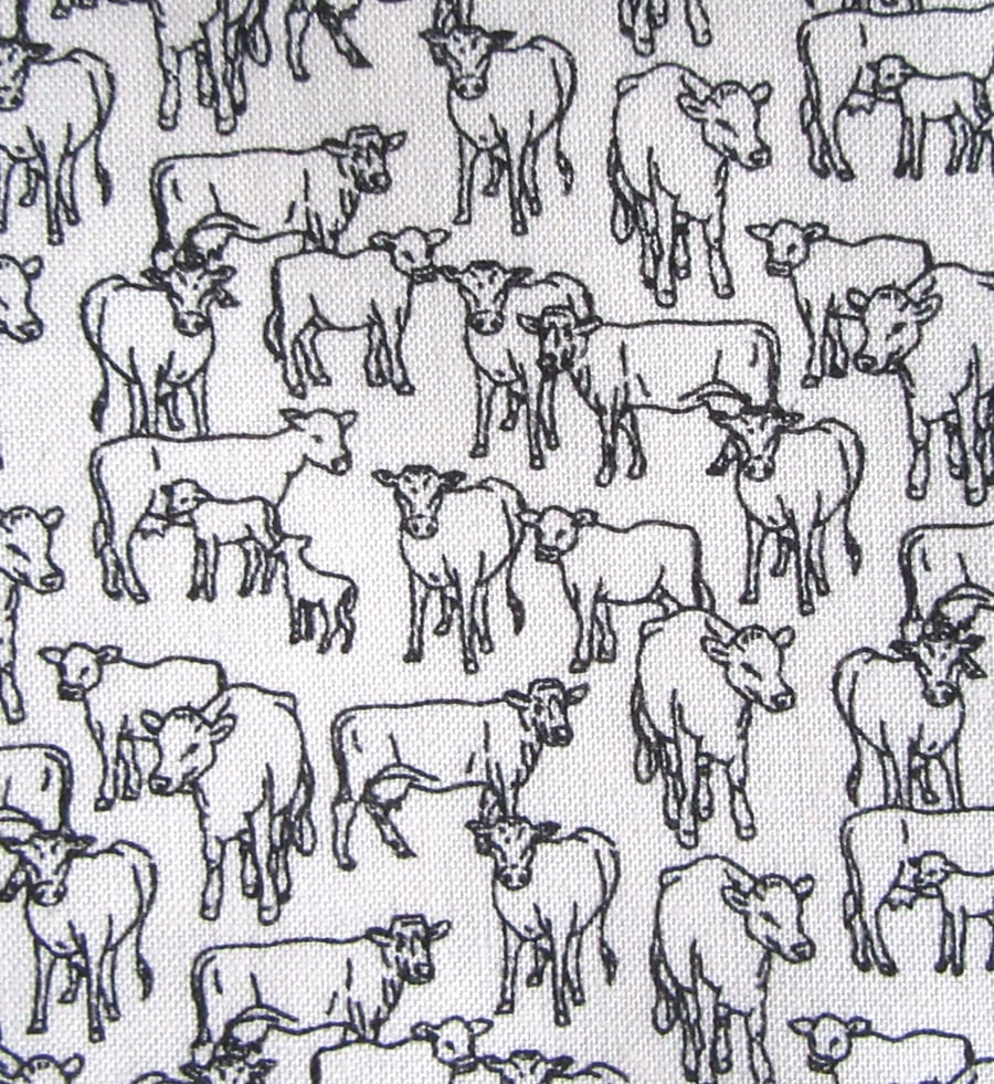 Black & White Cow Printed Fabric Fat Quarter 