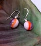Coral and White Fused Glass Drop Hook Earrings and Pendant Set - Image 6