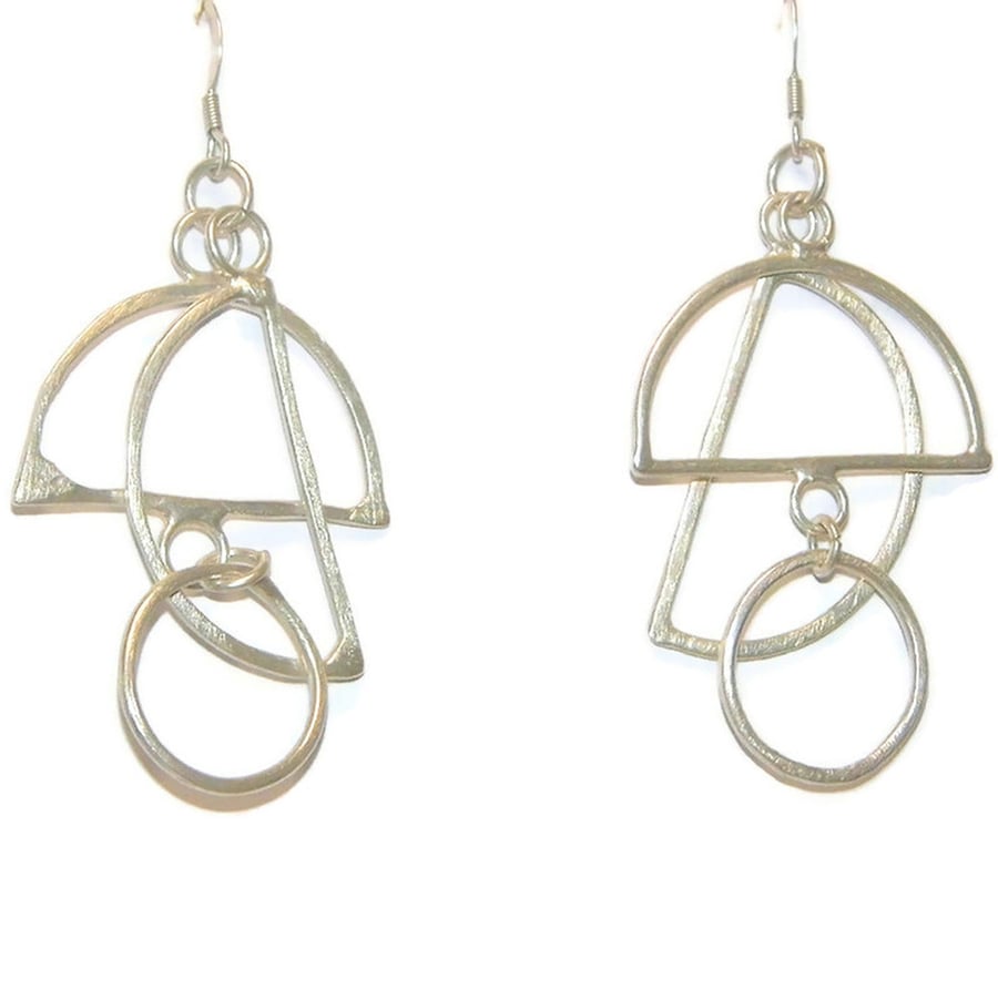 Sterling Silver Geometric Drop Dangle Earrings – Handmade Silver Jewellery