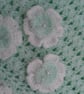 Crochet baby hat and blanket pale mint and white with crocheted flowers gift  - Image 5