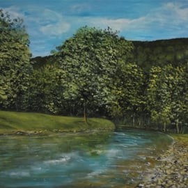  River landscape original painting titled  APPLETREEWICK