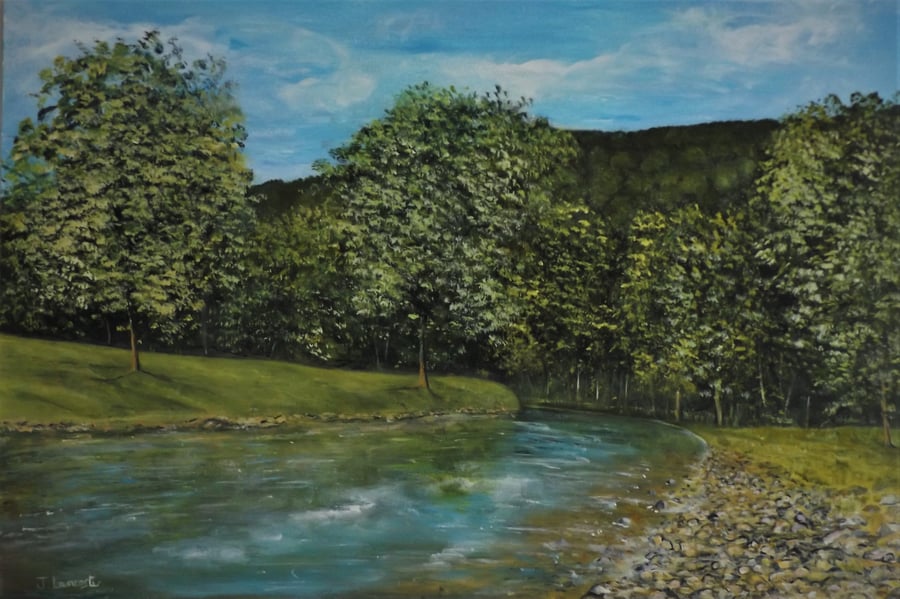  River landscape original painting titled  APPLETREEWICK