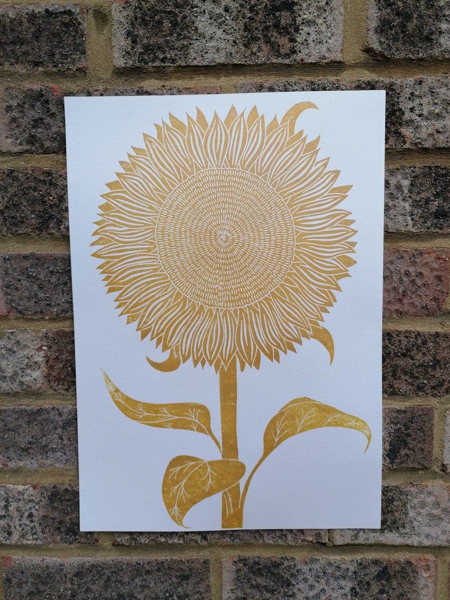 Sunflower handmade print