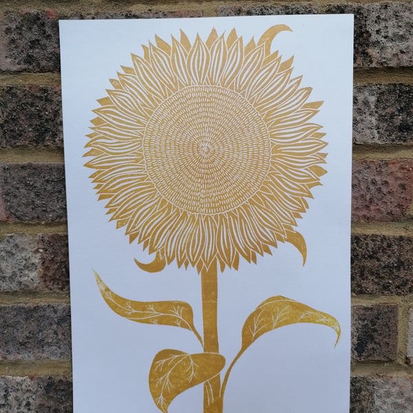 Sunflower handmade print