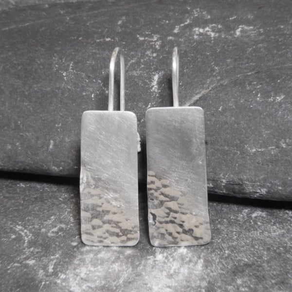 Reflections on the Sea Sterling Silver rectangular drop dangle earrings 