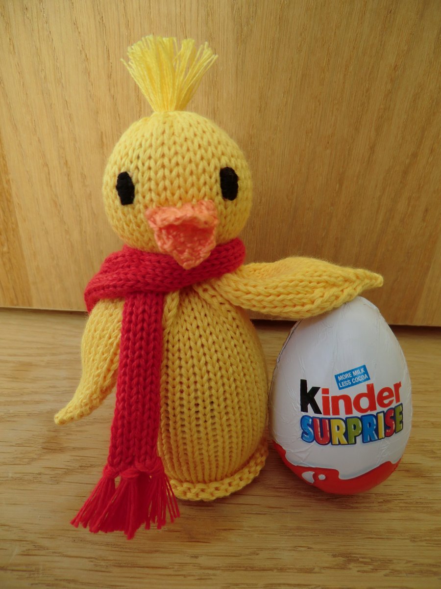 Knitted Easter Chick - Chocolate Kinder Egg Filled Tummy - Chicken Egg Cosy Gift