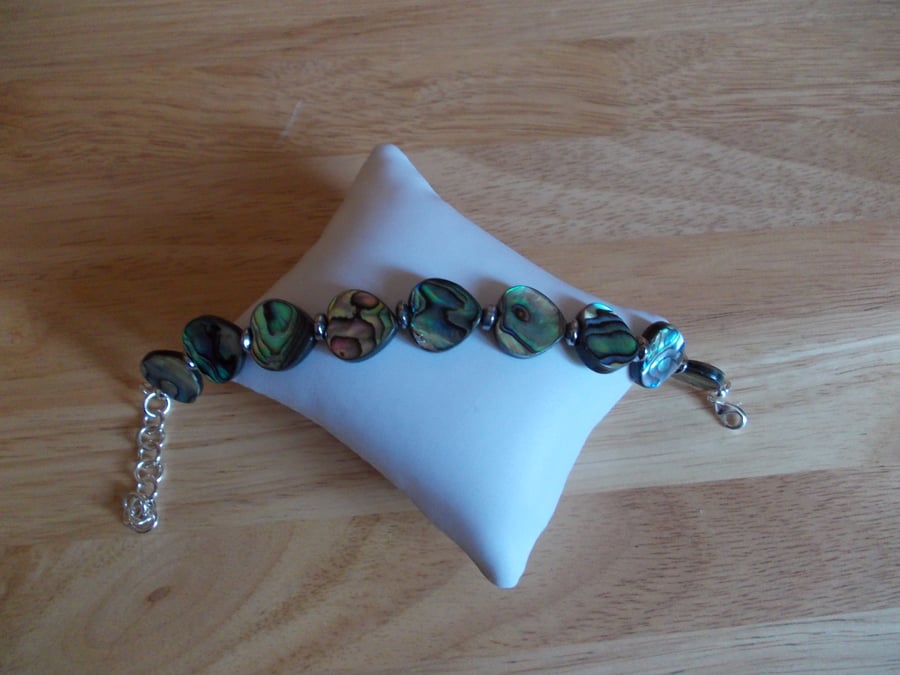 Abalone Heart and haematite bracelet