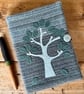 Notebook & Journal Cover with Hand Stitched Tree in Felt & Vintage Welsh Tweed  - Image 8