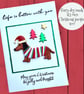 Christmas card, sausage dog in Santa hat and xmas jumper. To or from the dog. 