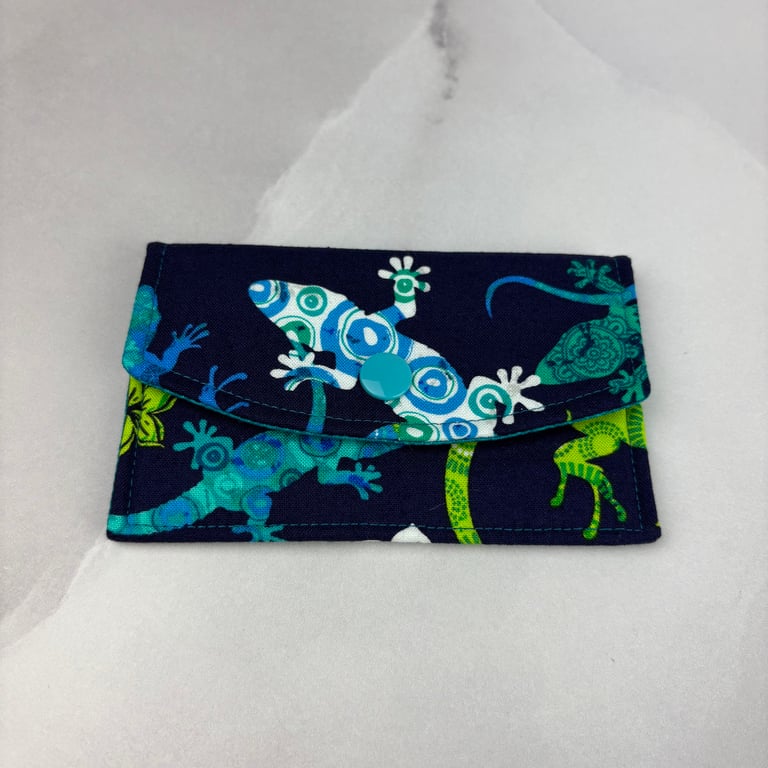 Gecko card case, Lizard travel pass holder, Handmade