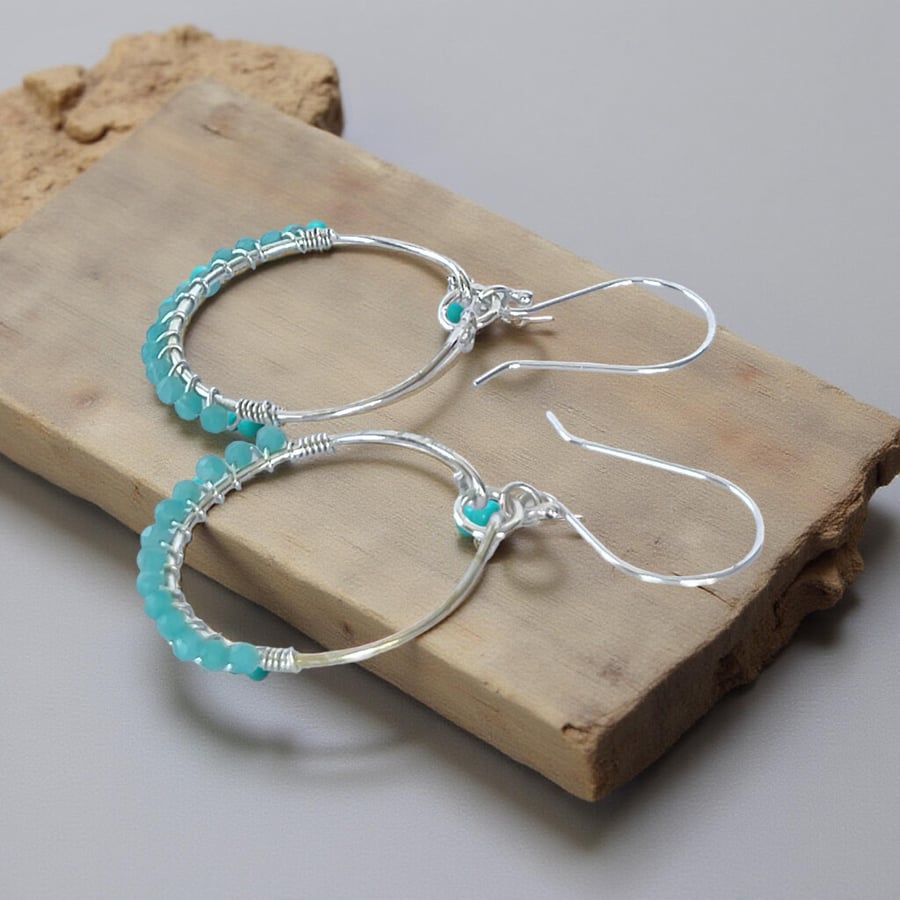 Ammonite Silver Hoop Earrings