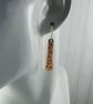 Earrings, Sterling Silver and Copper Heart and Dot Pattern Bar Droppers - Image 5