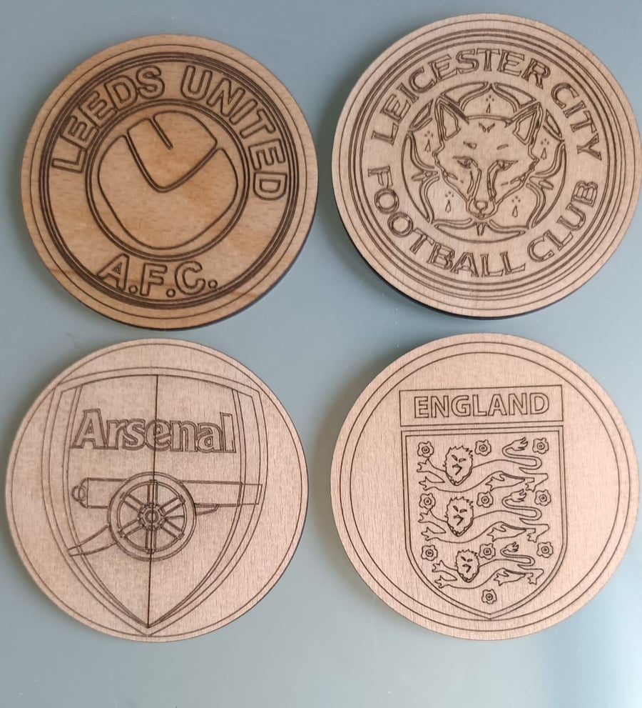Football Club Themed Wooden Coaster