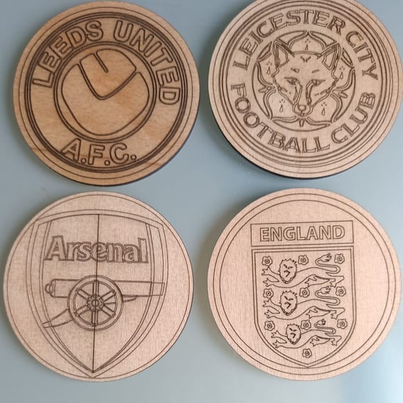 Football Club Themed Wooden Coaster