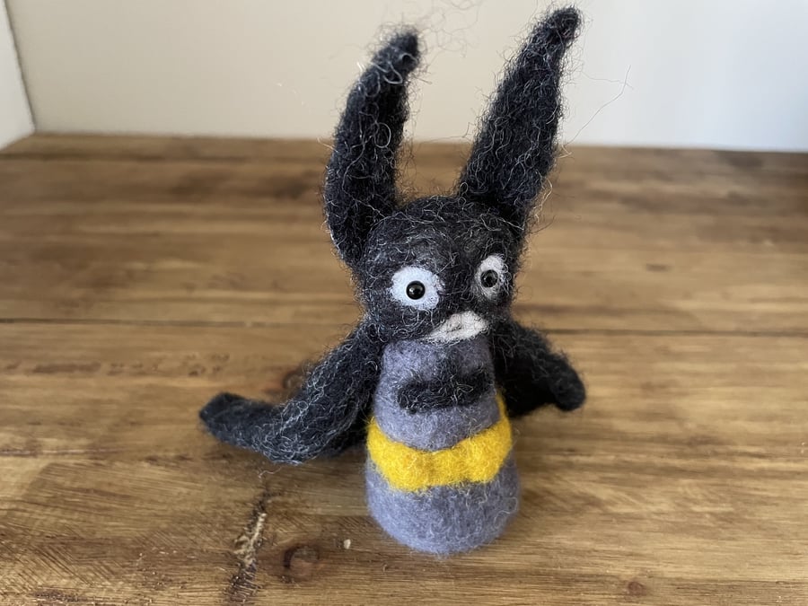 Image of needle felt Baby Batman