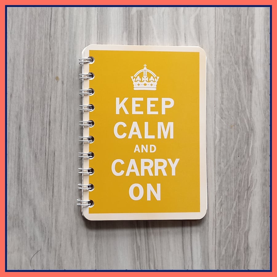 Keep Calm and Carry On poster spiral bound Notebook Yellow