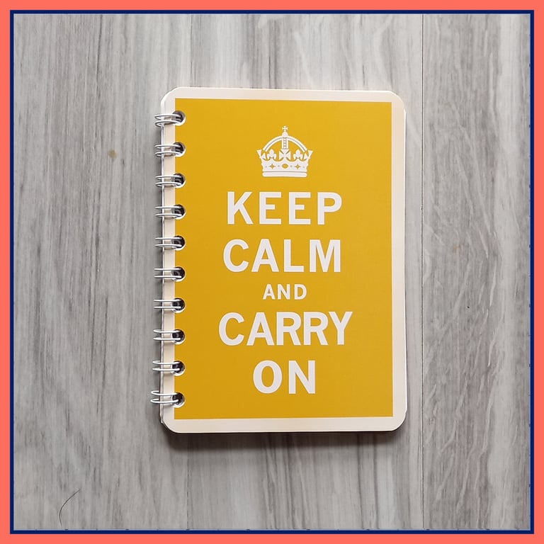 Keep Calm and Carry On poster spiral bound Notebook Yellow