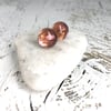 Pink Glass and Silver Stud Earrings