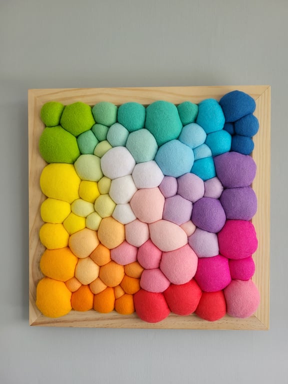 Random Pastels Rainbow Wall Art - Abstract Tactile felt Blobs