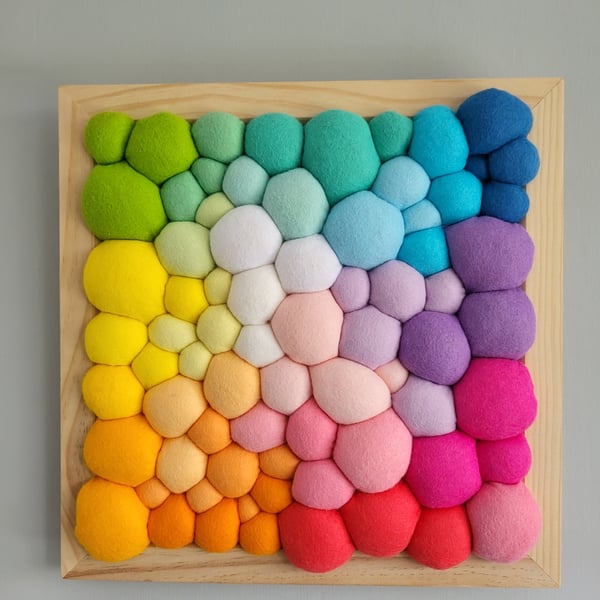 Random Pastels Rainbow Wall Art - Abstract Tactile felt Blobs