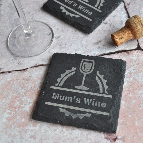 Personalised Wine Slate Coaster