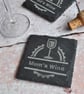 Personalised Wine Slate Coaster