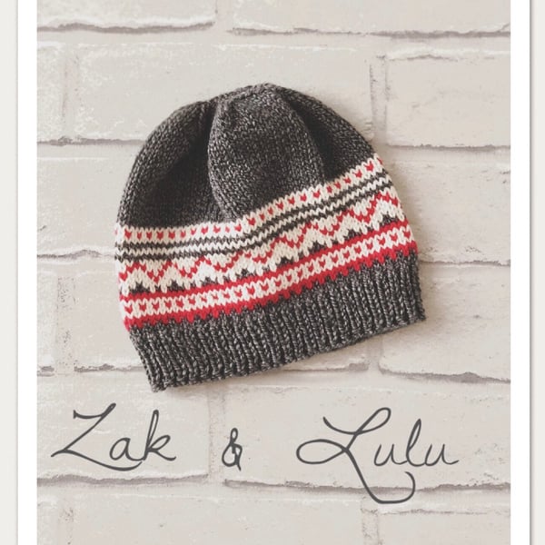 Nordic Pattern Knitted Baby Hat 0-3 months