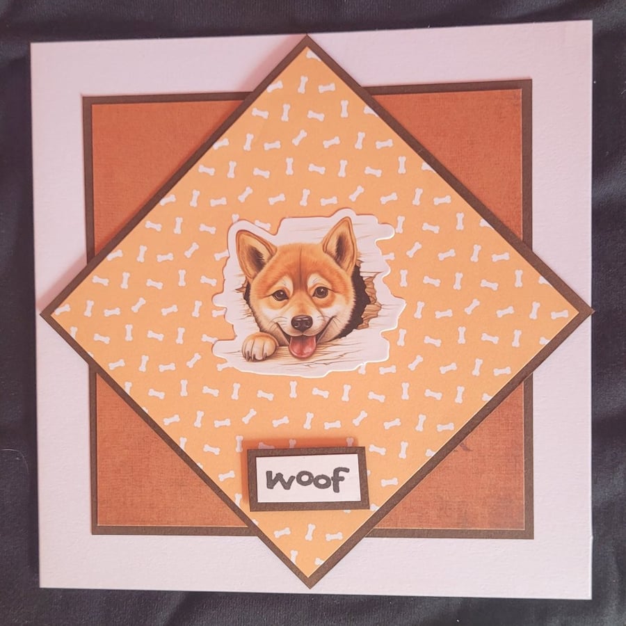 Puppy blank greetings card, Shiba Inu