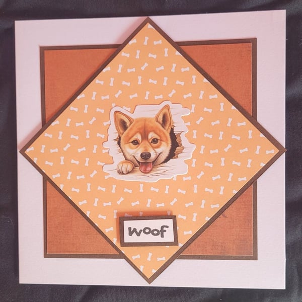 Puppy blank greetings card, Shiba Inu