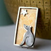 Badger and star portrait brooch