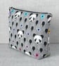 Large zipped pouch, project bag, cosmetic bag, pandas - Image 4