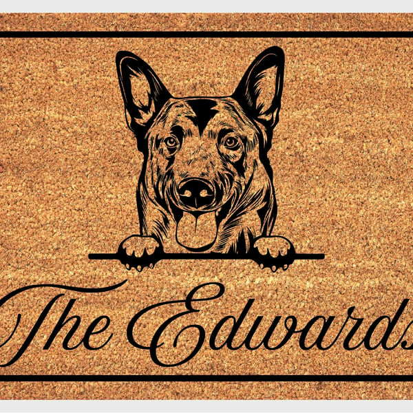 Belgian Malinois Door Mat - Personalised Belgian Malinois Welcome Mat - 3 Sizes