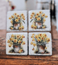 Daffodils in Pots Decoupaged Slate Coasters Set of 4