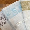 Hand Printed Linen Tea Towel - Swallows in Flight