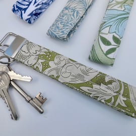 Key ring keyring wrist strap fob Bachelors Fern green William Morris fabric 